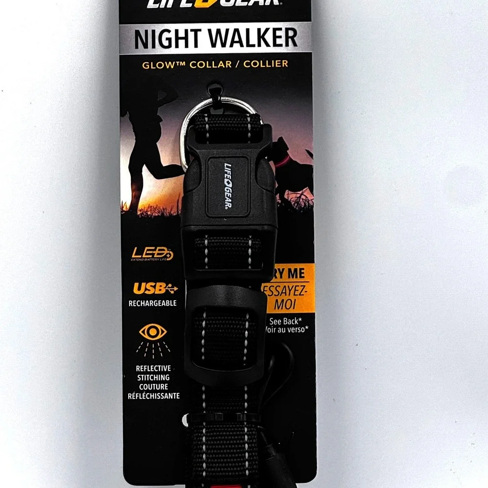 Life Gear USB Rechargeable LED Pet Collar in Assorted Colors, Medium 16